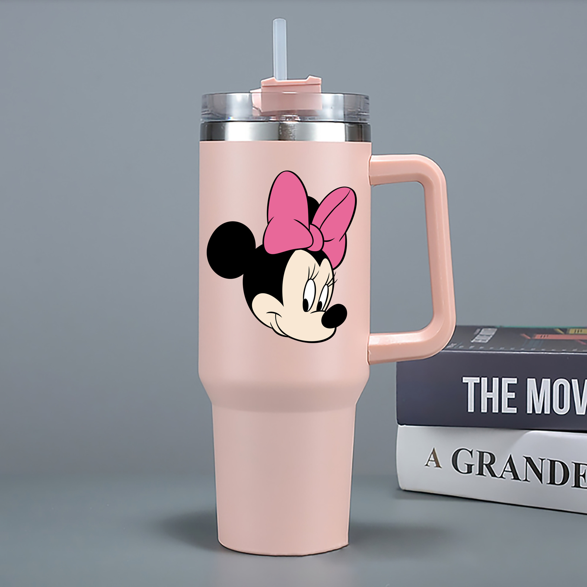 （画像用） ミッキーマウス Mickey Mouse 1200mL車用タンブラー - クリスタルステッカー（プラスチックストロー付き）